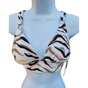 Salt + Cove Womens XL Zebra Print Triangle Bikini Top White Multi NWT